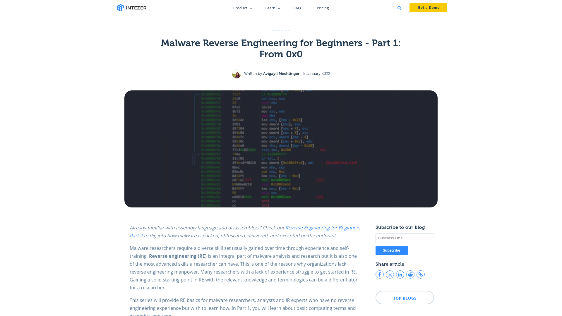 Malware Reverse Engineering for Beginners - Part 1: From 0x0 - Intezer