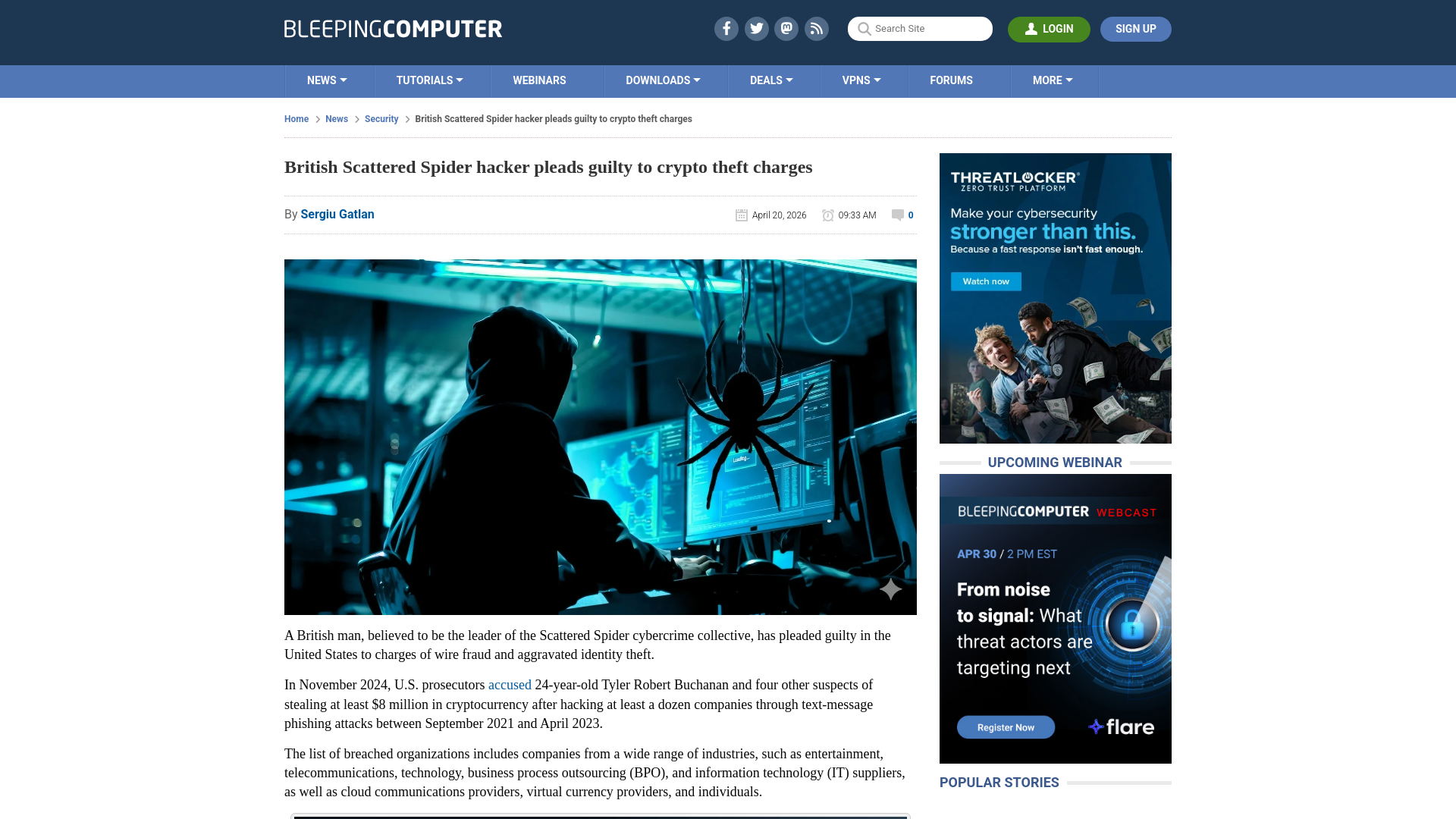 British Scattered Spider hacker pleads guilty to crypto theft charges