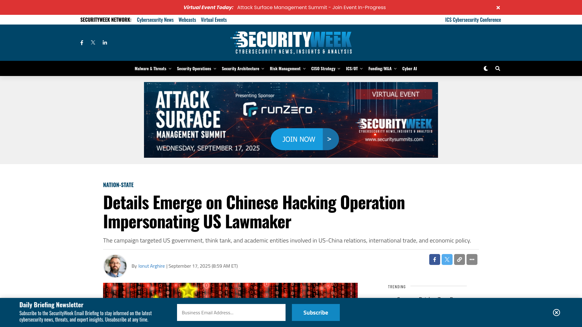 Details Emerge on Chinese Hacking Operation Impersonating US Lawmaker - SecurityWeek