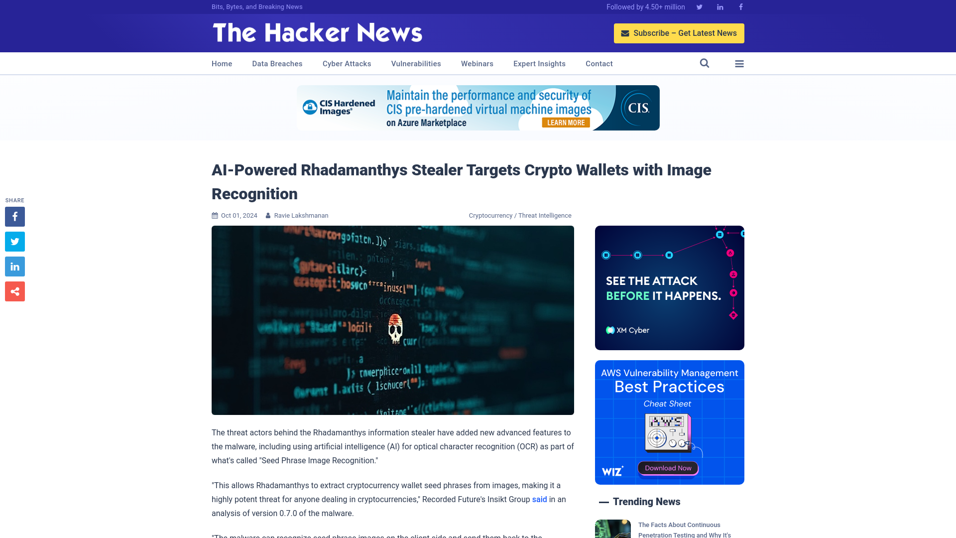 AI-Powered Rhadamanthys Stealer Targets Crypto Wallets with Image Recognition