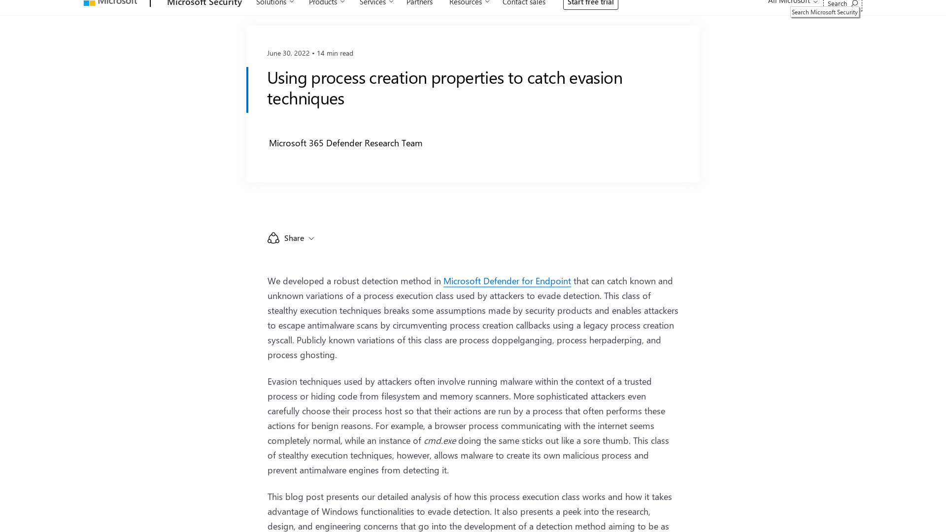 Using process creation properties to catch evasion techniques - Microsoft Security Blog