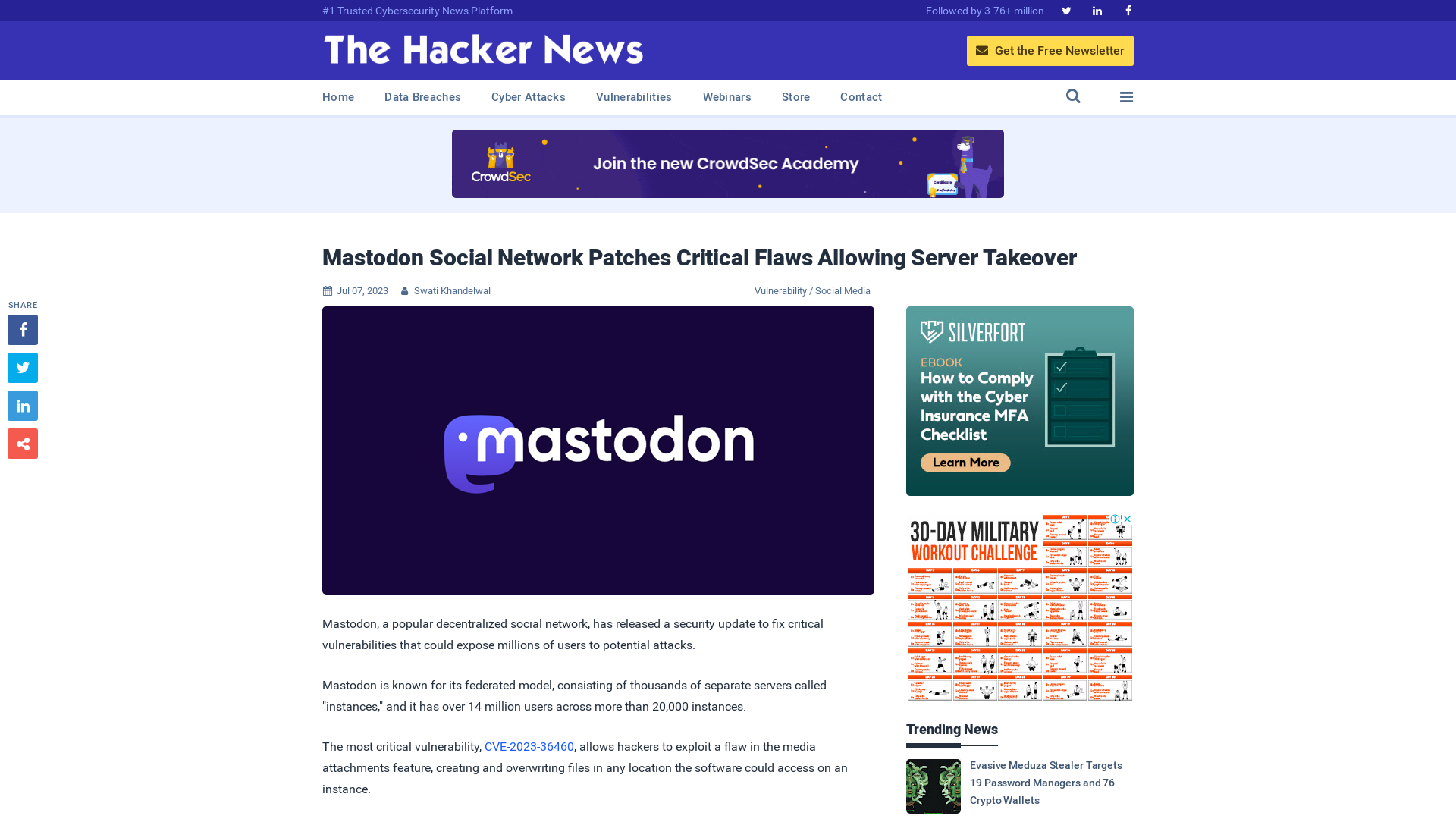 Mastodon Social Network Patches Critical Flaws Allowing Server Takeover