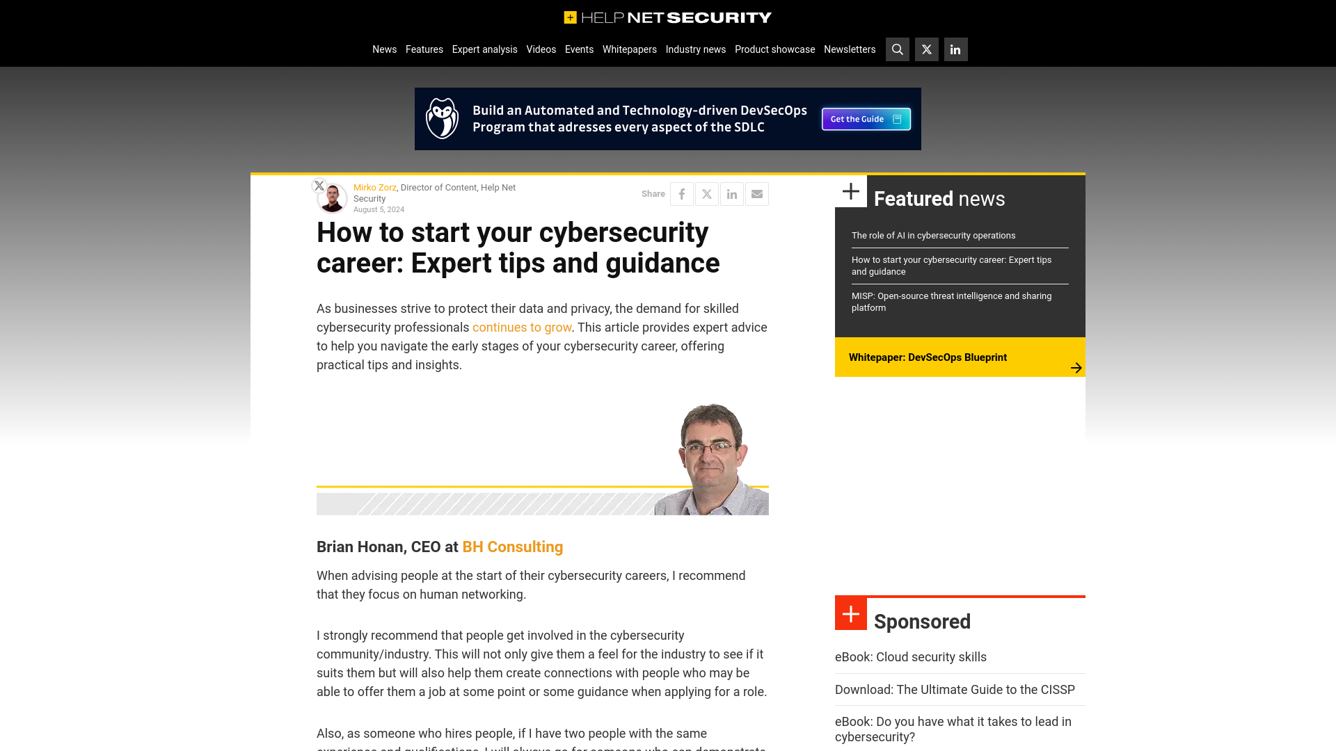 How to start your cybersecurity career: Expert tips and guidance - Help Net Security