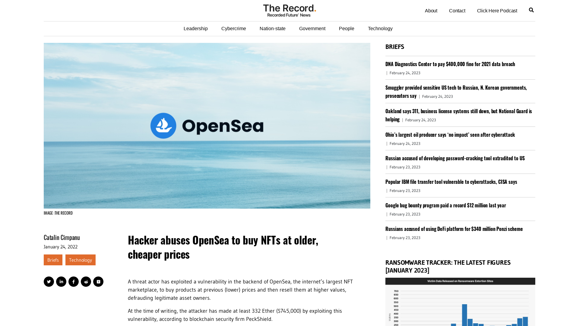 Hacker abuses OpenSea to buy NFTs at older, cheaper prices - The Record from Recorded Future News