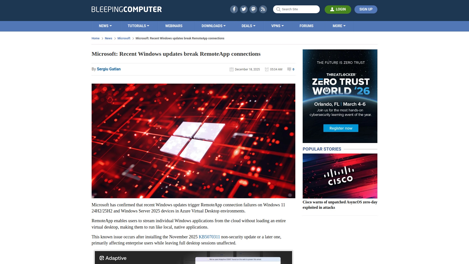 Microsoft: Recent Windows updates break RemoteApp connections