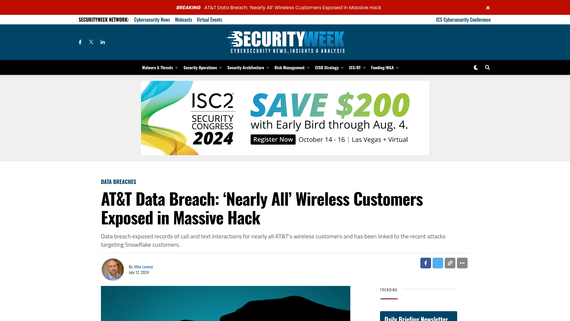 AT&T Data Breach: ‘Nearly All’ Wireless Customers Exposed in Massive Hack - SecurityWeek