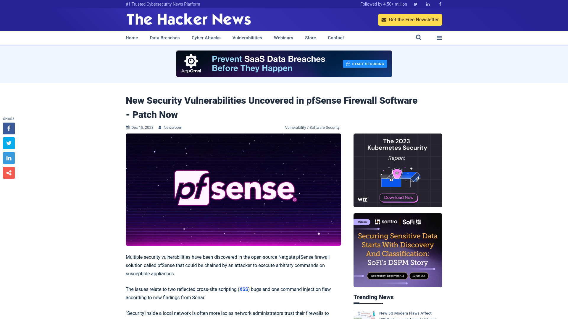 New Security Vulnerabilities Uncovered in pfSense Firewall Software - Patch Now