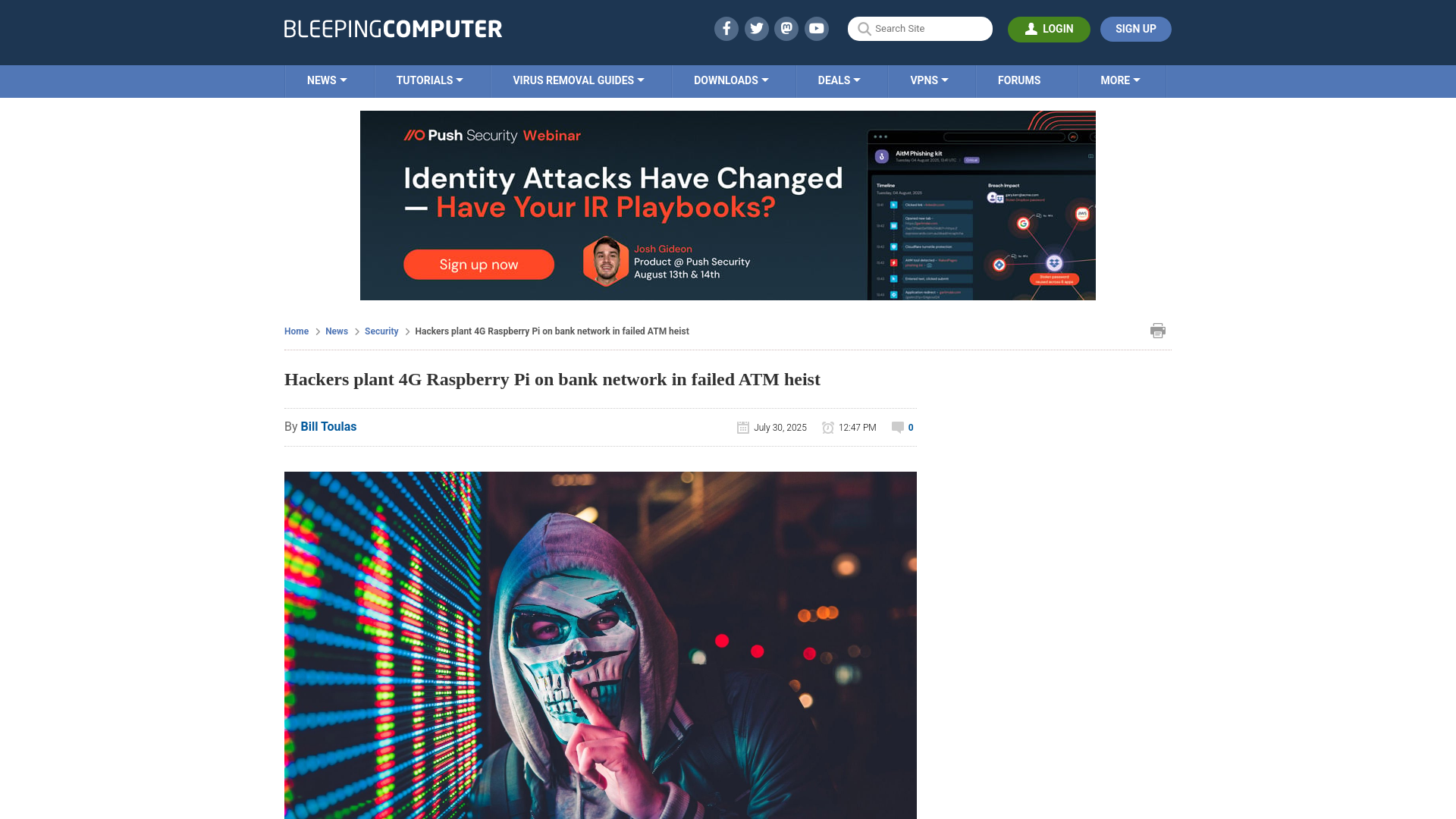 Hackers plant 4G Raspberry Pi on bank network in failed ATM heist