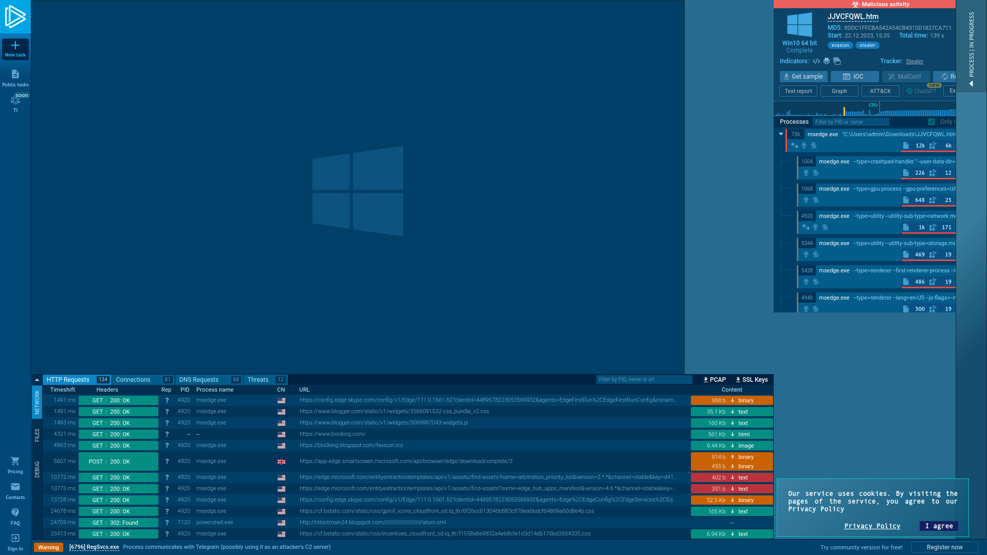 Analysis JJVCFQWL.htm (MD5: 8DDC1FFCBA542A54CB4310D1827CA711) Malicious activity - Interactive analysis ANY.RUN