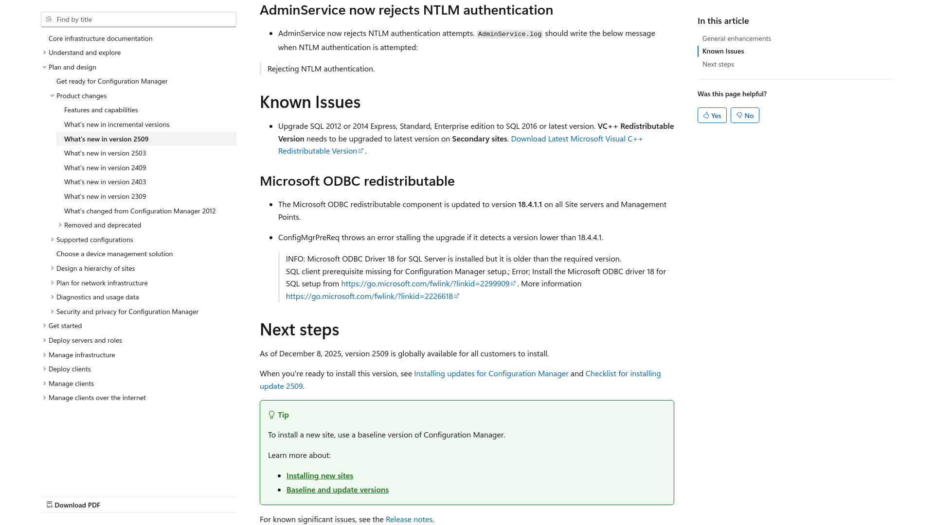 What's new in version 2509 - Configuration Manager | Microsoft Learn