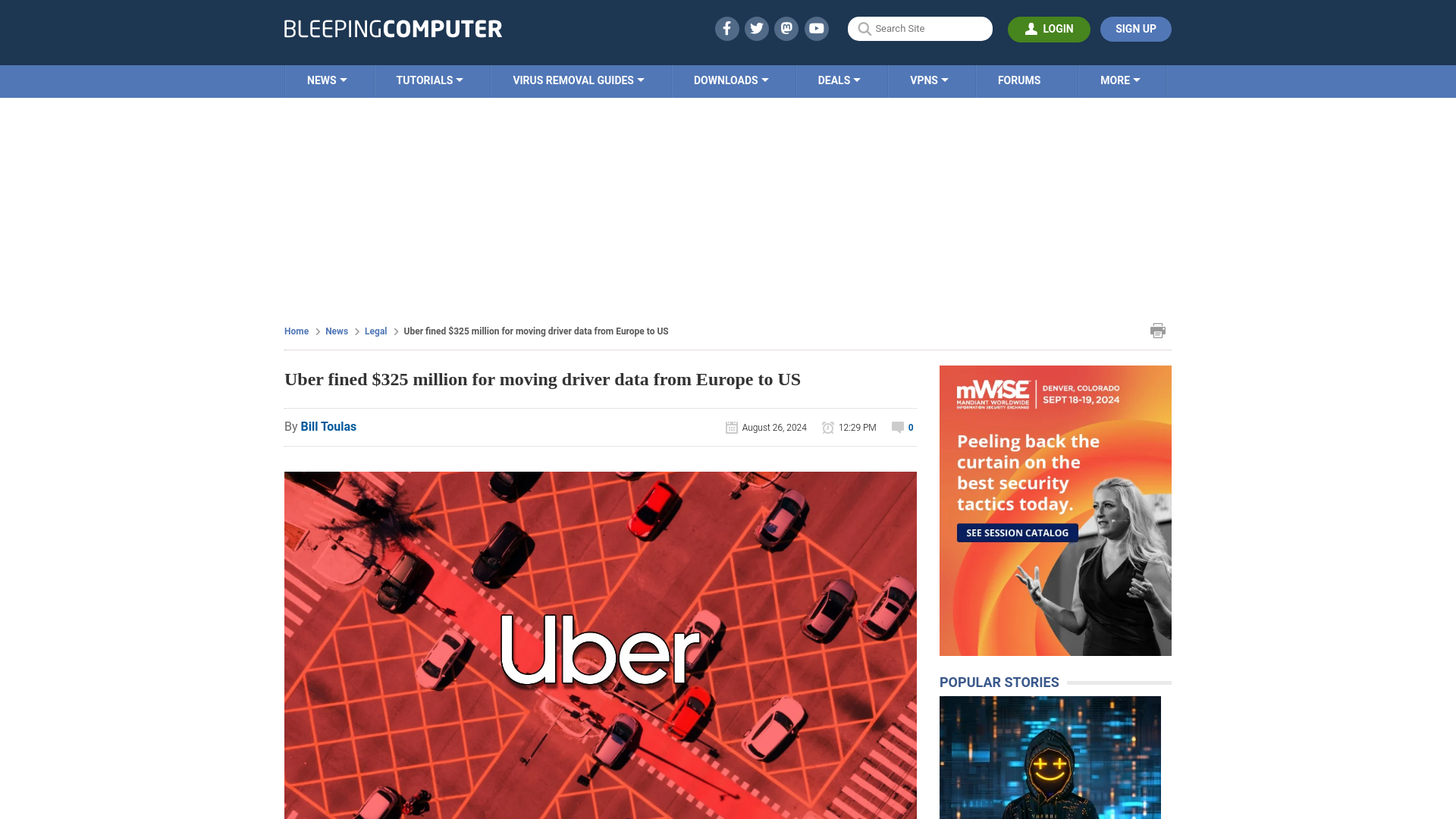 Uber fined $325 million for moving driver data from Europe to US