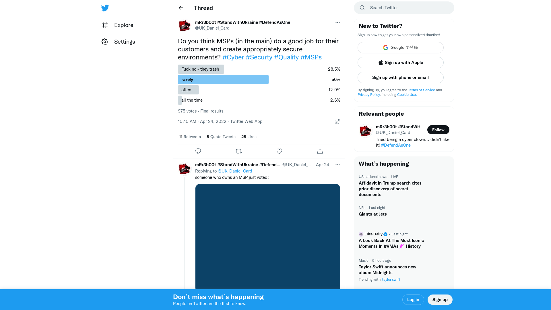 mRr3b00t #StandWithUkraine #DefendAsOne on Twitter: "Do you think MSPs (in the main) do a good job for their customers and create appropriately secure environments? #Cyber #Securty #Quality #MSPs" / Twitter