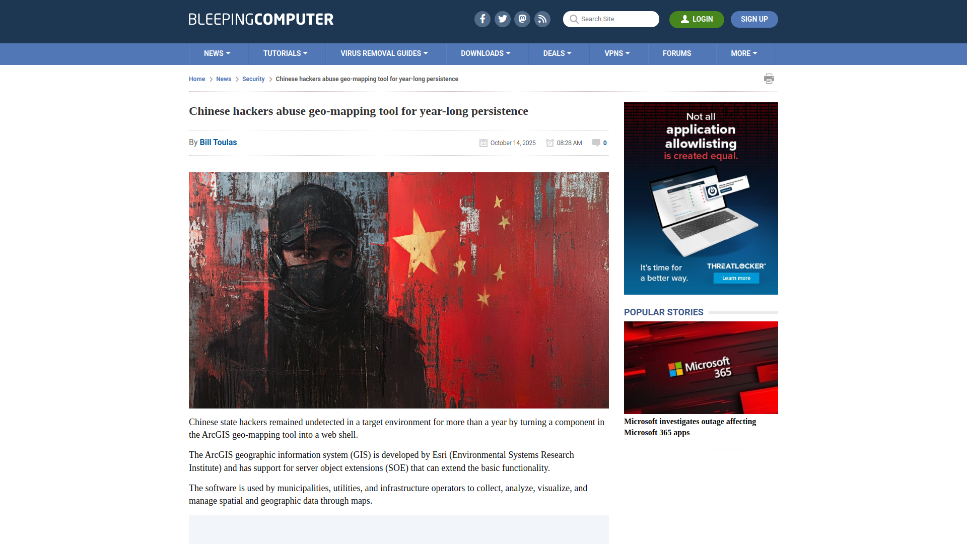 Chinese hackers abuse geo-mapping tool for year-long persistence