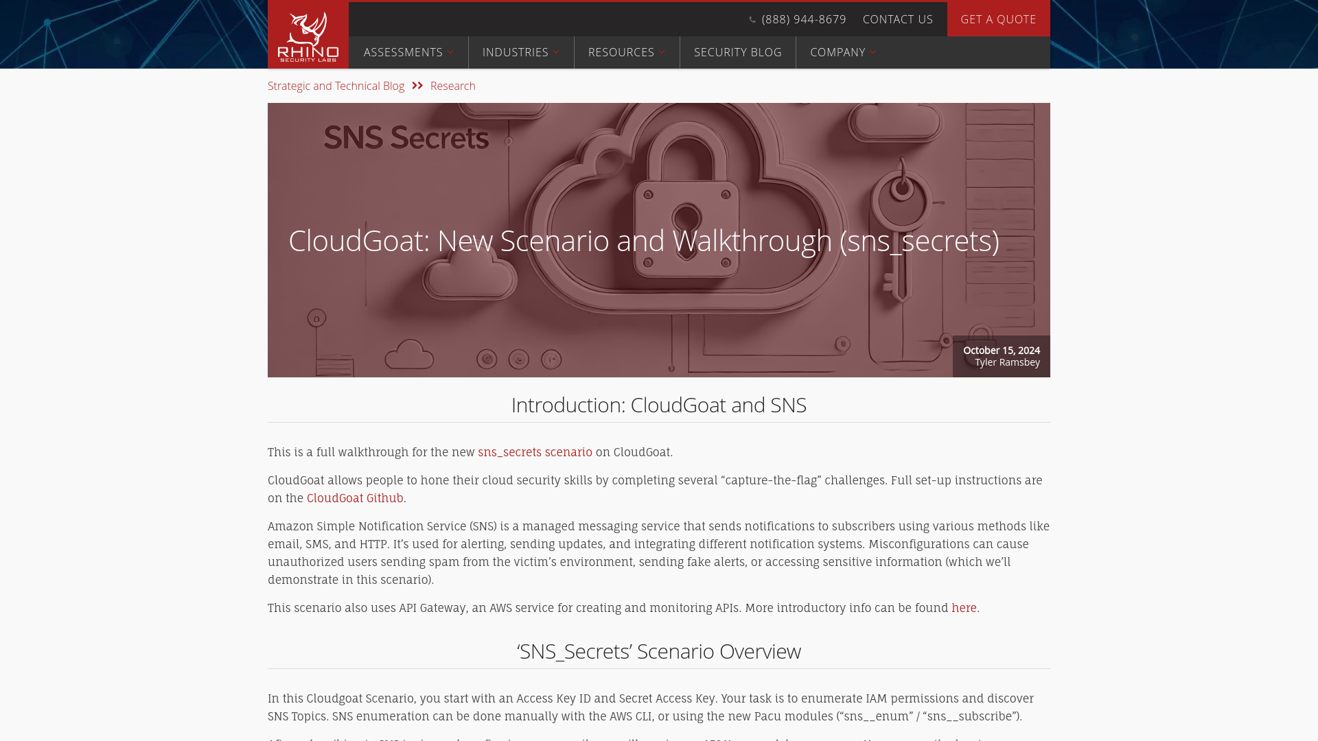 CloudGoat: New Scenario and Walkthrough (sns_secrets) - Rhino Security Labs