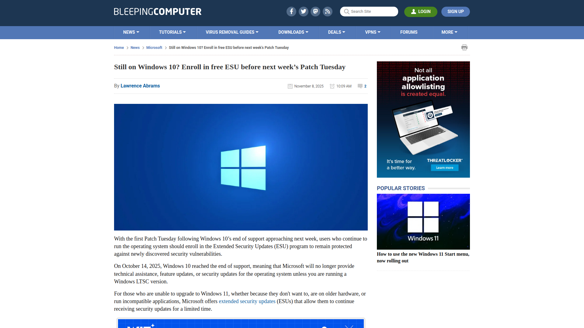 Still on Windows 10? Enroll in free ESU before next week’s Patch Tuesday