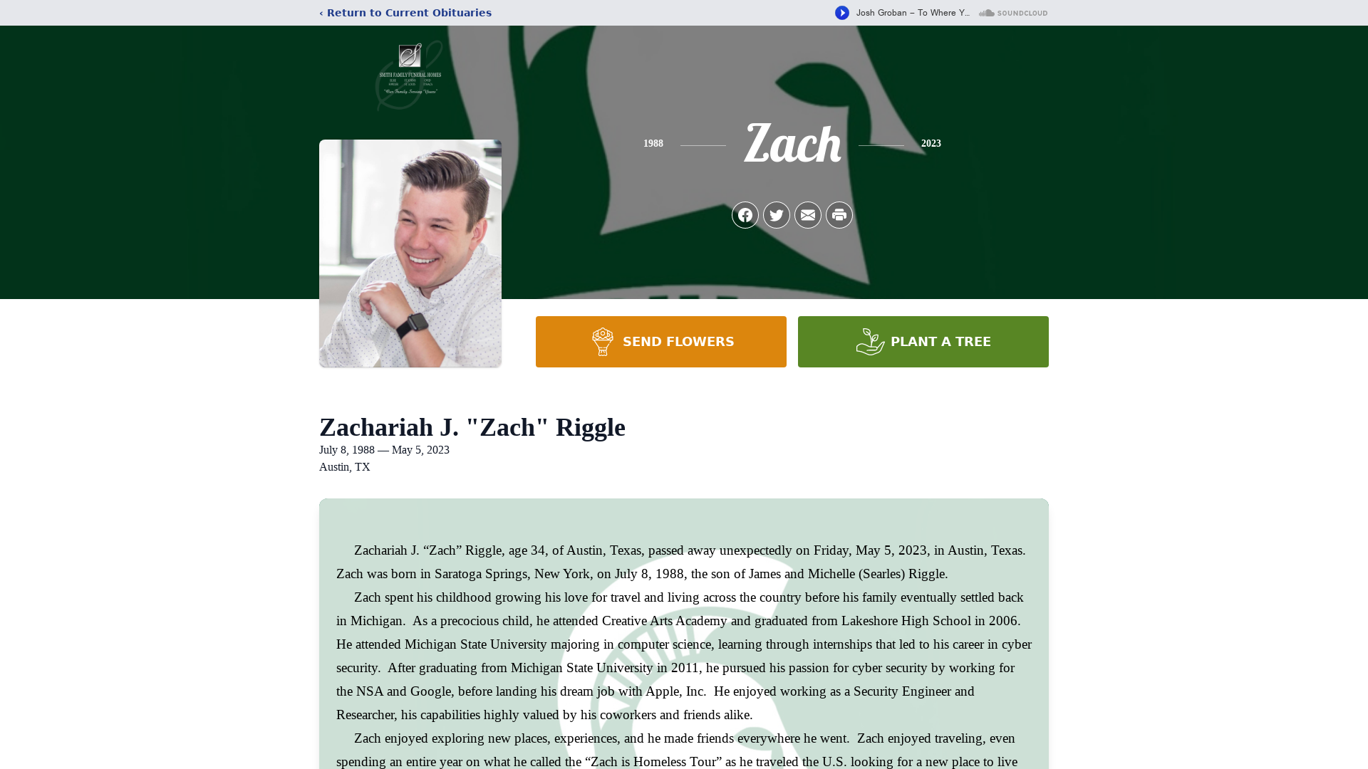 Zachariah J. "Zach" Riggle Obituary 2023 - Smith Family Funeral Homes