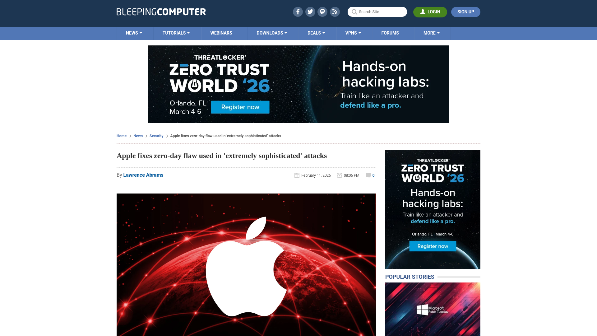 Apple fixes zero-day flaw used in 'extremely sophisticated' attacks
