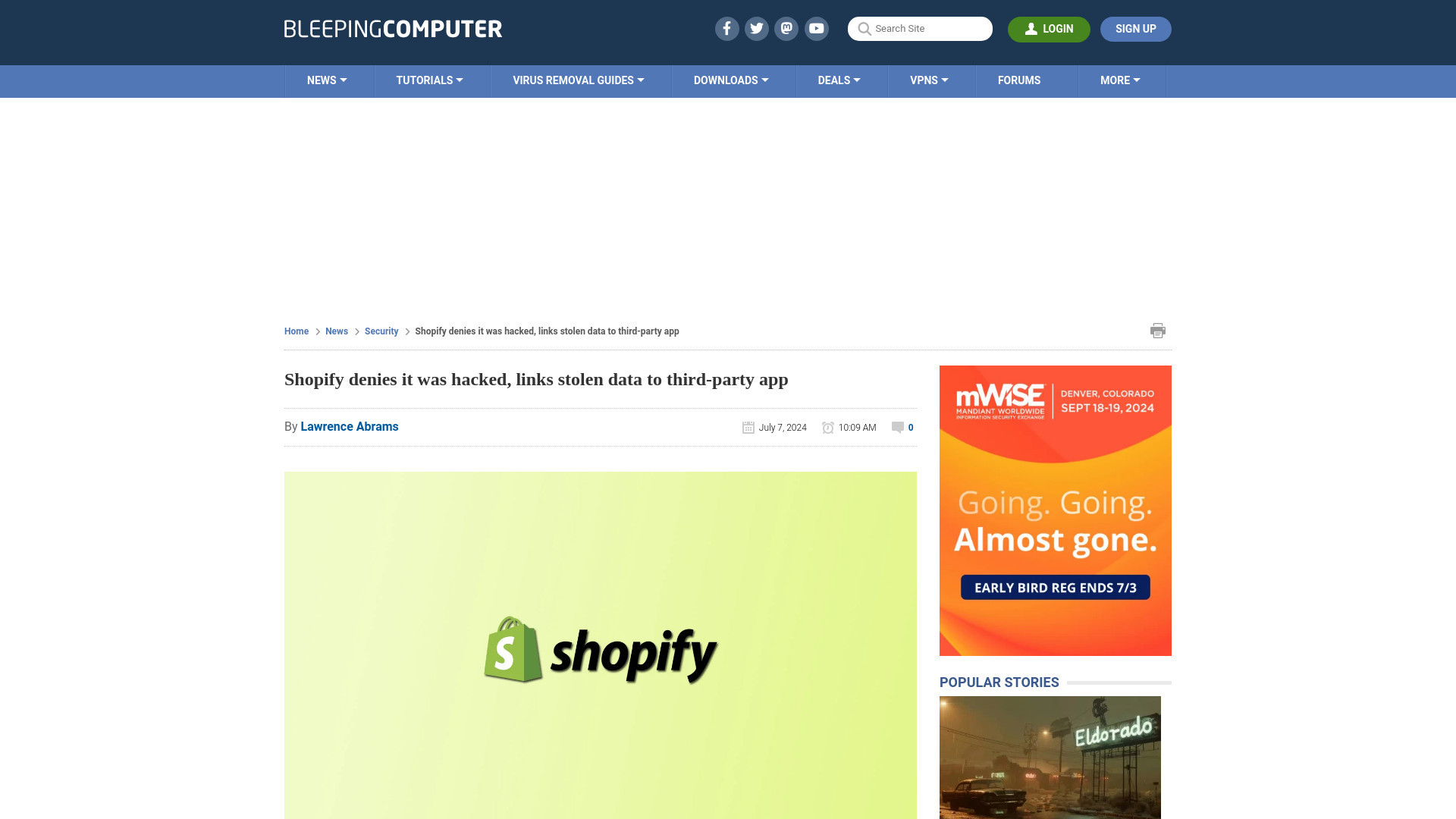 Shopify denies it was hacked, links stolen data to third-party app