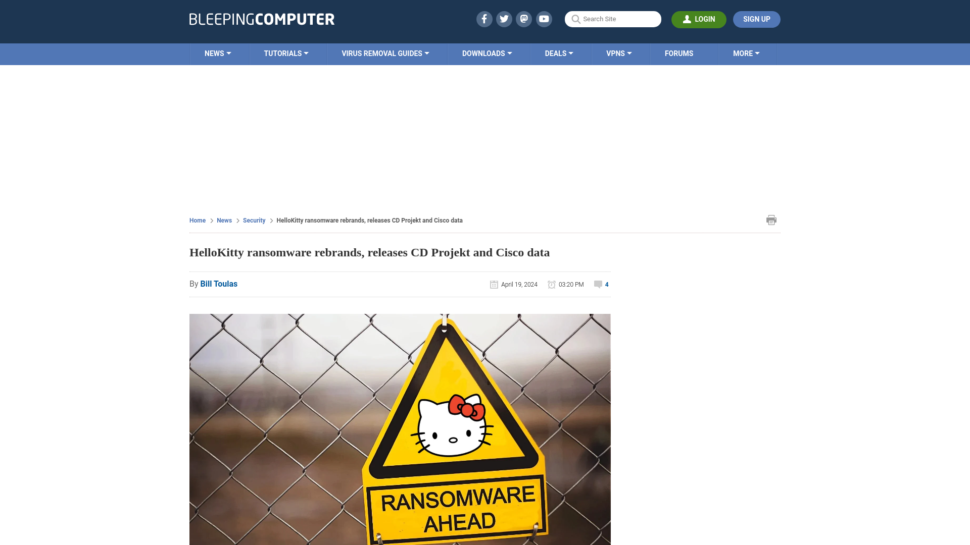 HelloKitty ransomware rebrands, releases CD Projekt and Cisco data