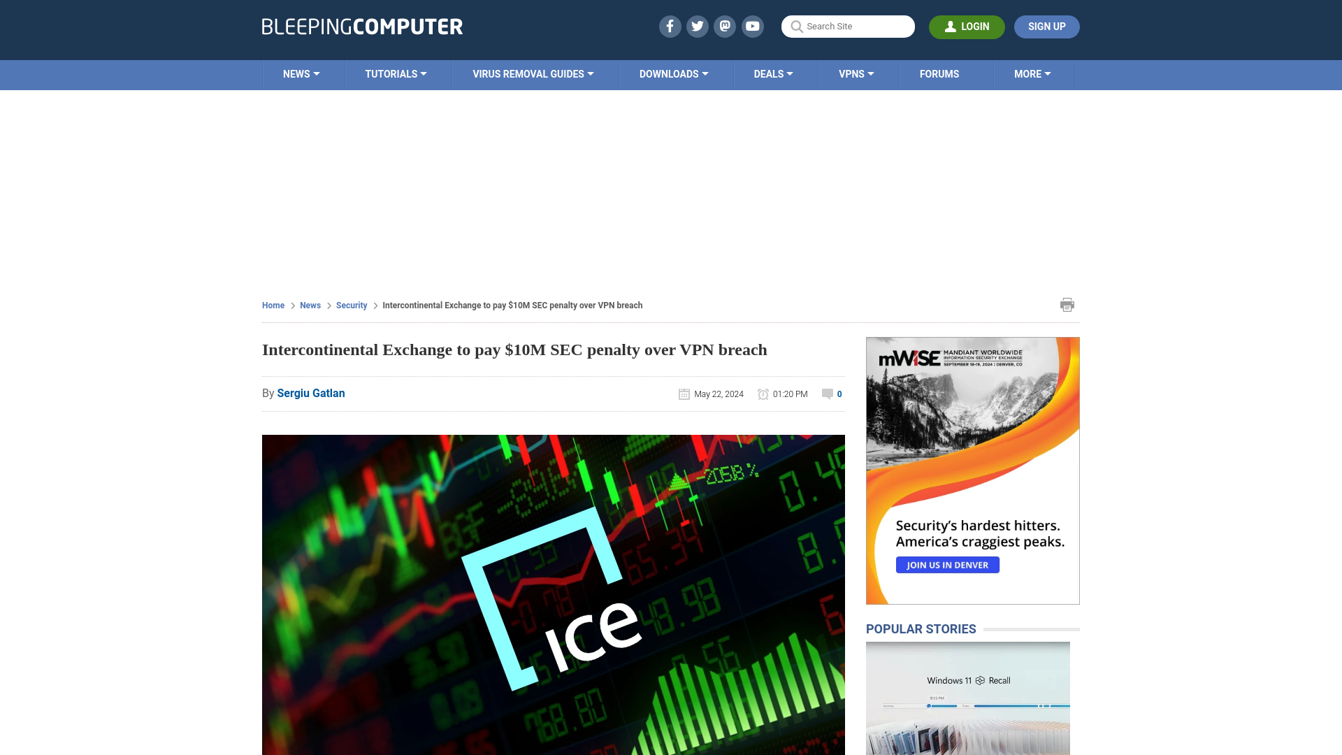 Intercontinental Exchange to pay $10M SEC penalty over VPN breach