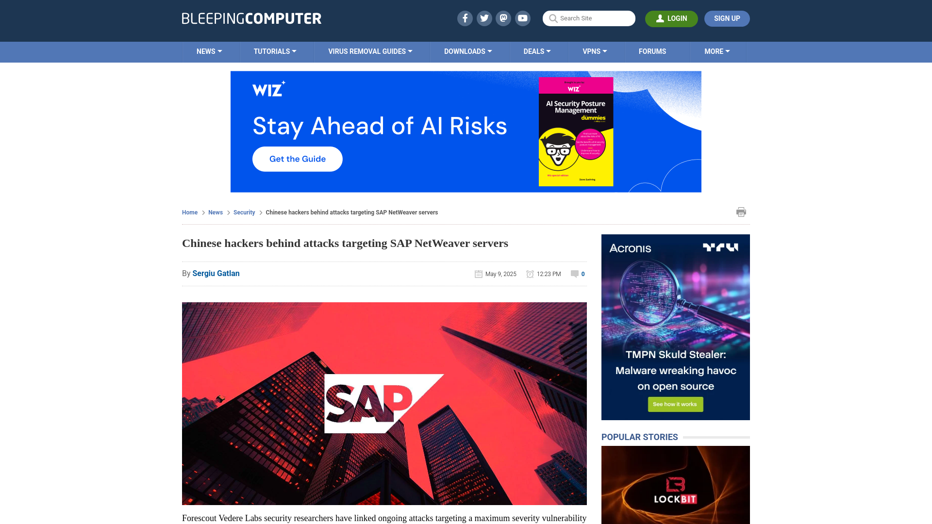 Chinese hackers behind attacks targeting SAP NetWeaver servers