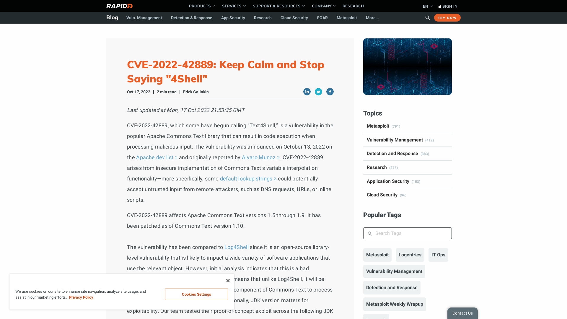 CVE-2022-42889: Keep Calm and Stop Saying "4Shell" | Rapid7 Blog