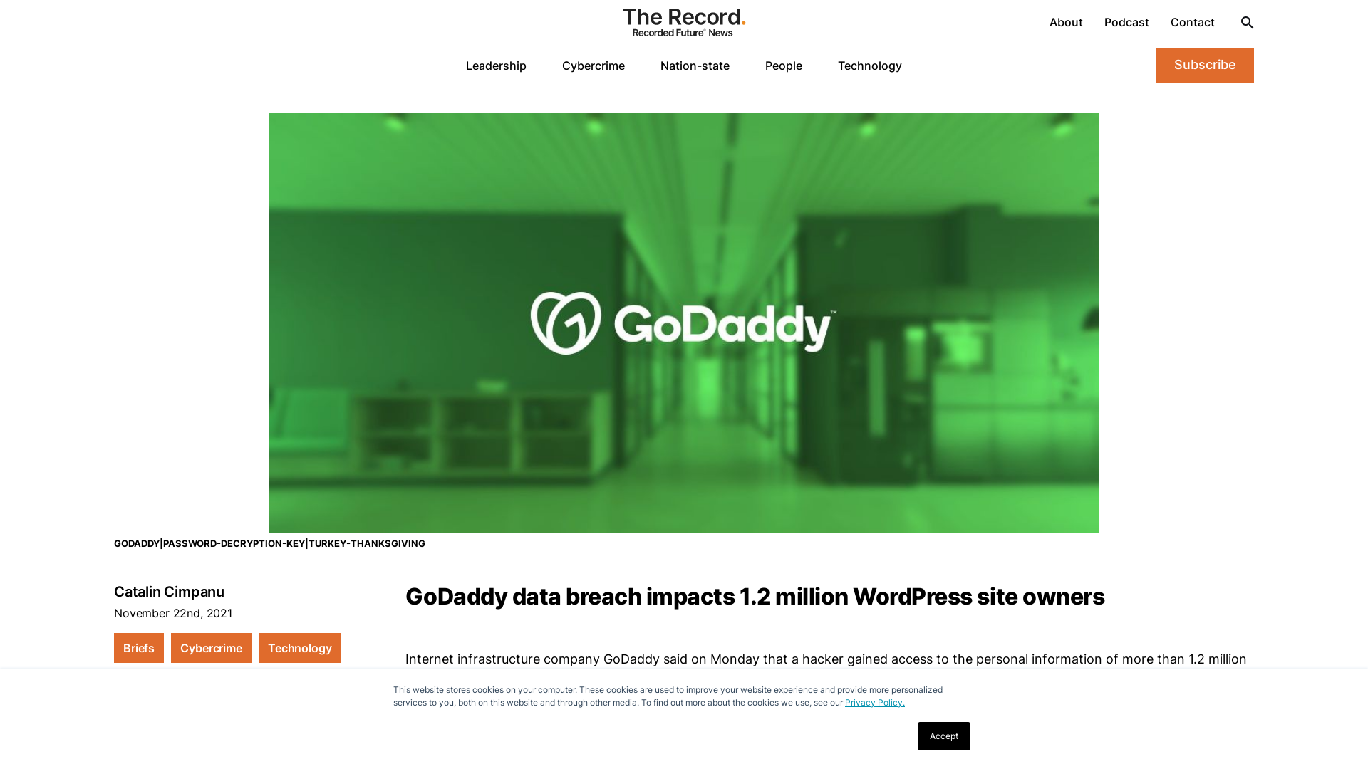 GoDaddy data breach impacts 1.2 million WordPress site owners