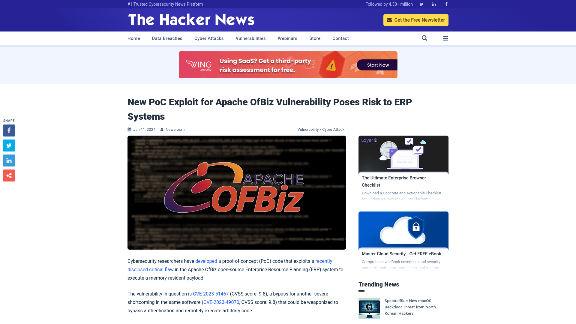 New PoC Exploit for Apache OfBiz Vulnerability Poses Risk to ERP Systems