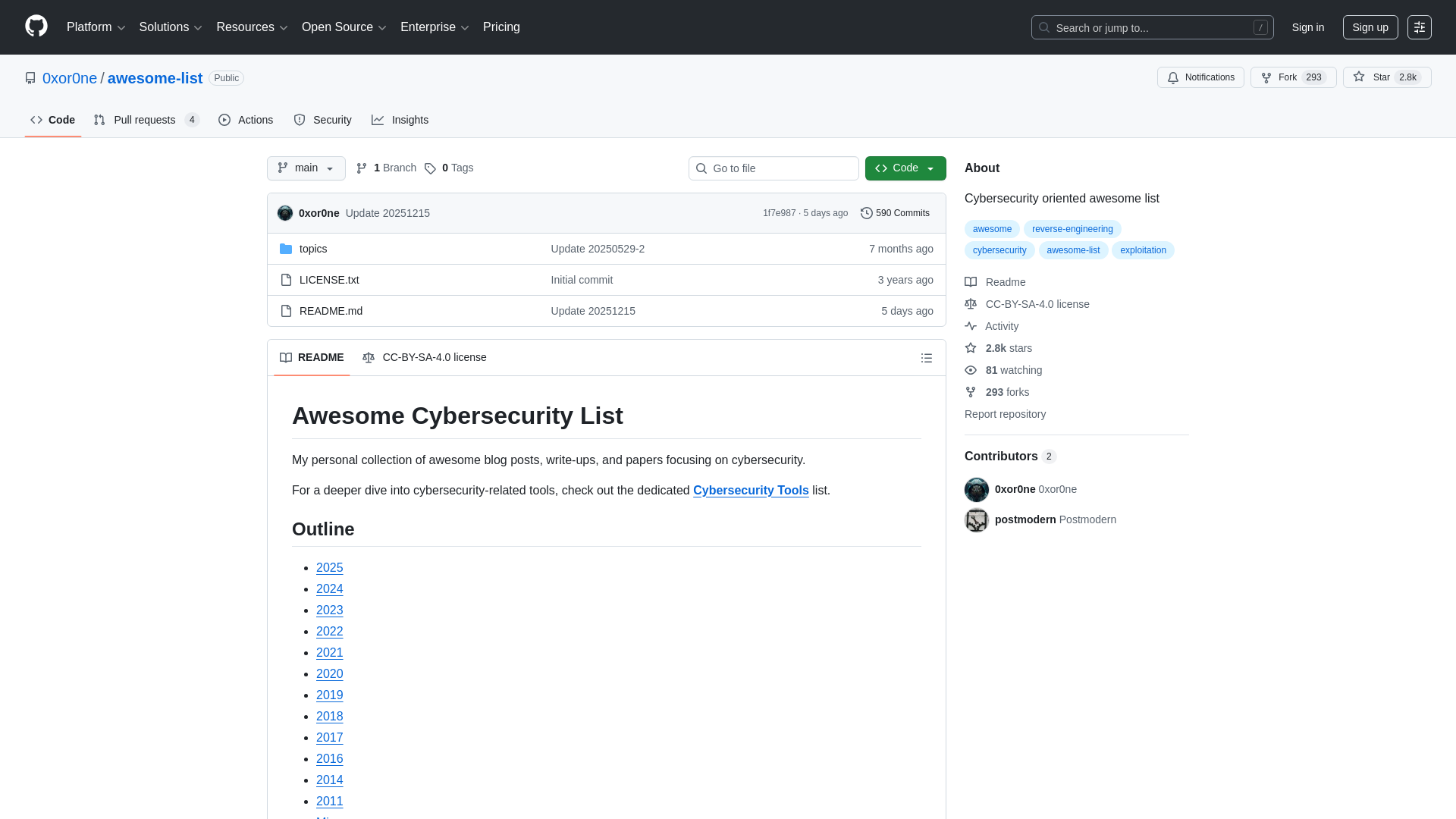 GitHub - 0xor0ne/awesome-list: Cybersecurity oriented awesome list