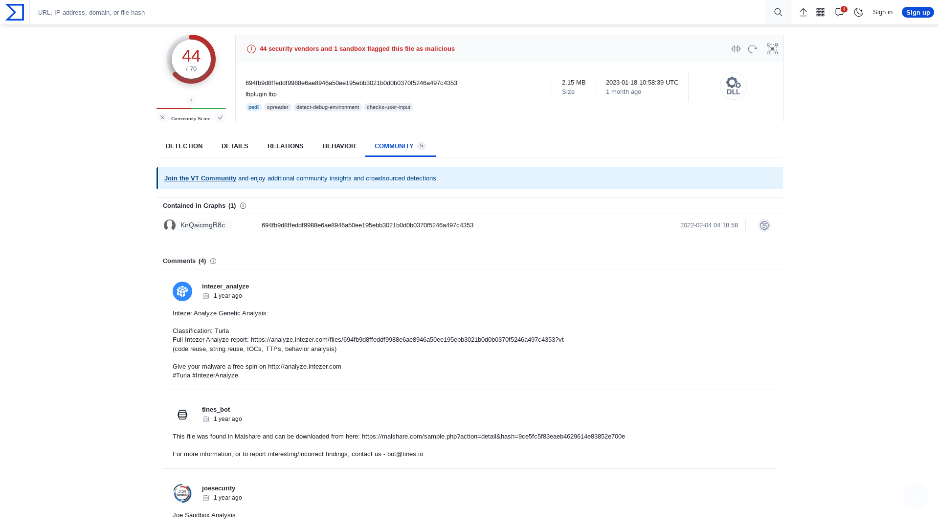 VirusTotal - File - 694fb9d8ffeddf9988e6ae8946a50ee195ebb3021b0d0b0370f5246a497c4353