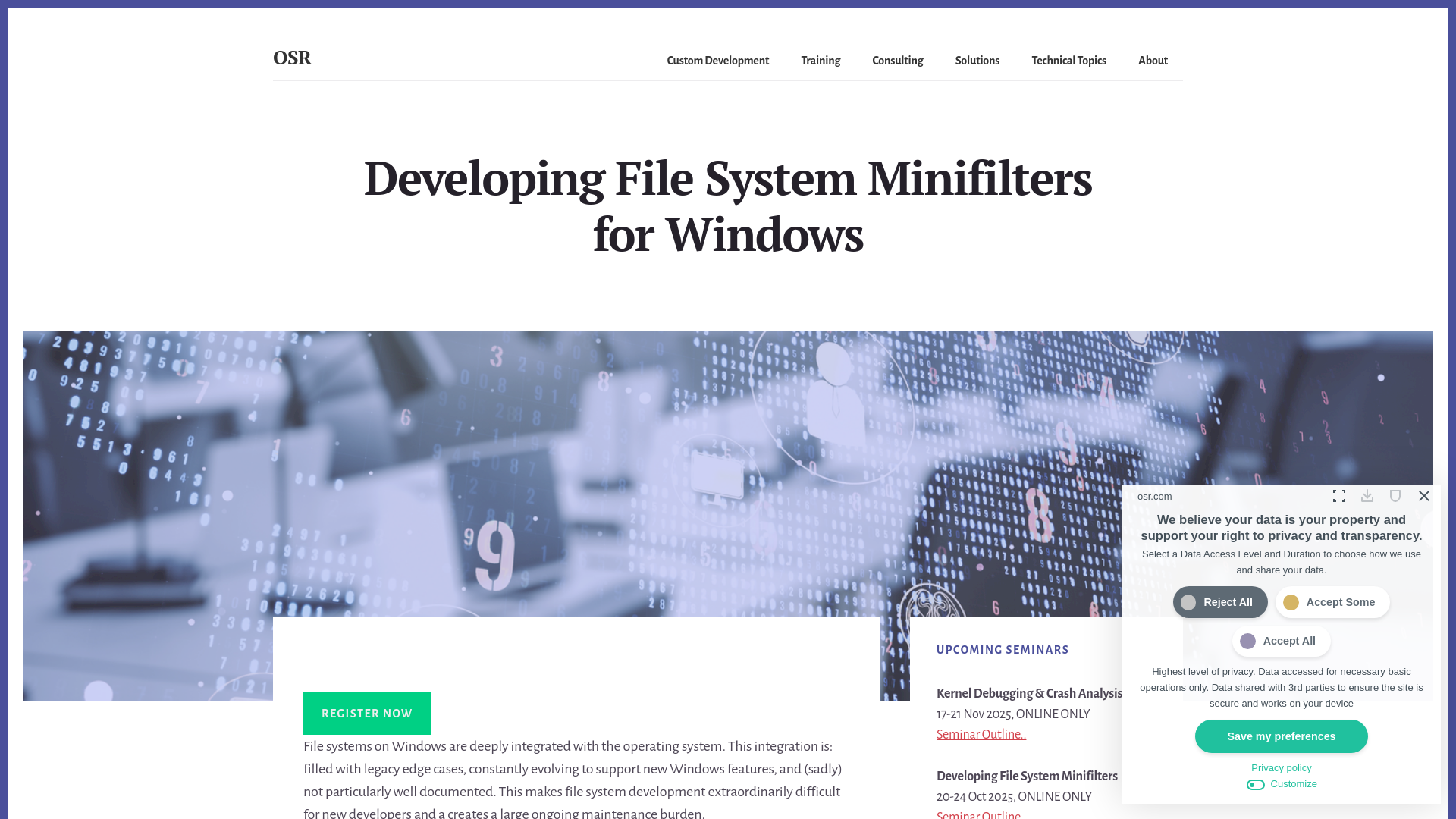 Developing File System Minifilters for Windows – OSR