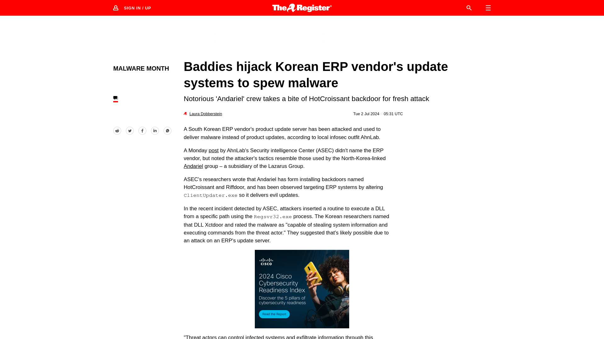 Korean ERP vendor's update systems subverted to spew malware • The Register