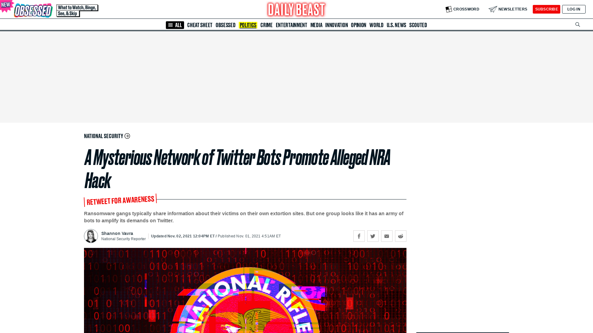 A Mysterious Network of Twitter Bots Promote Alleged NRA Hack