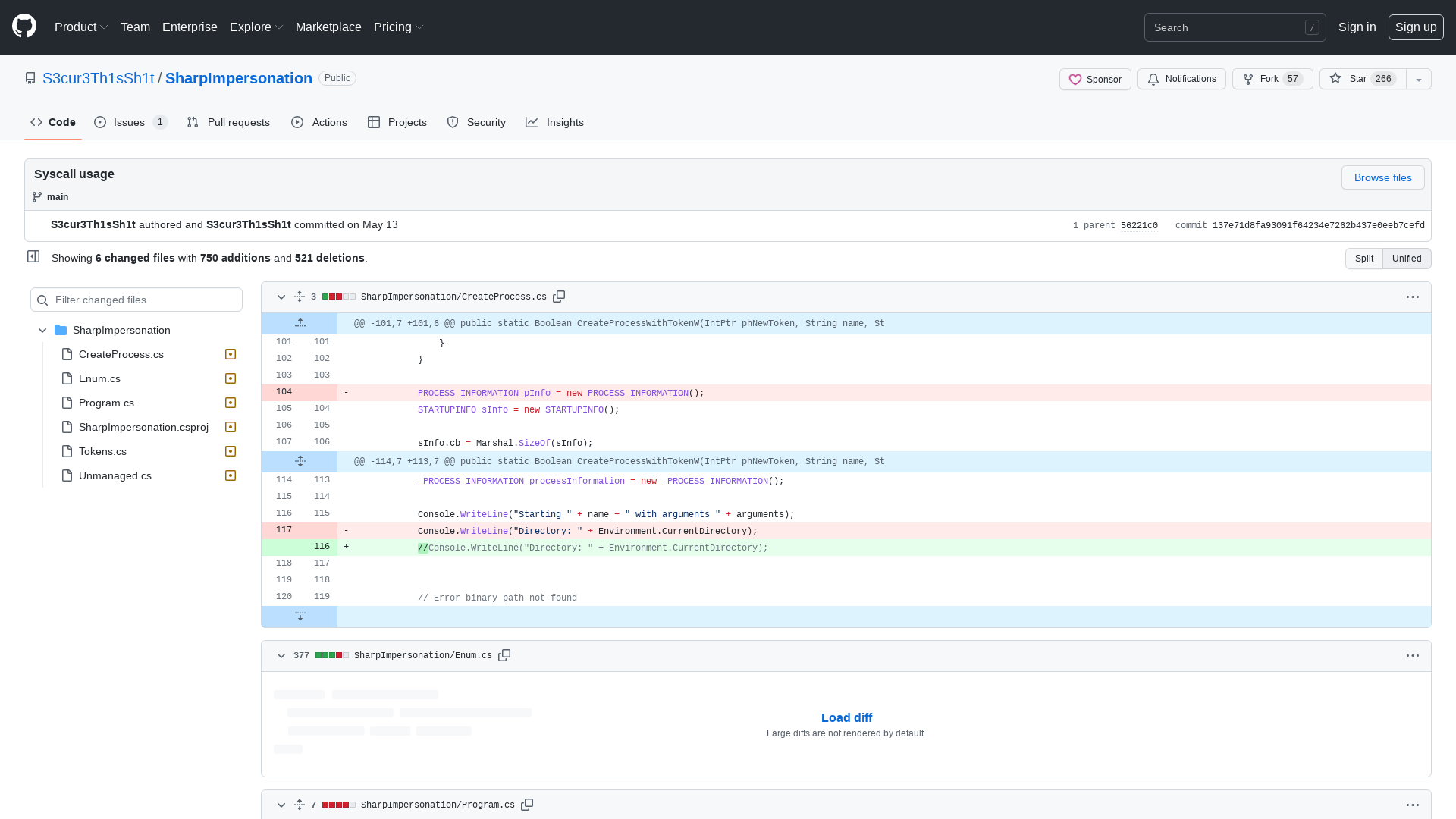 Syscall usage · S3cur3Th1sSh1t/SharpImpersonation@137e71d · GitHub