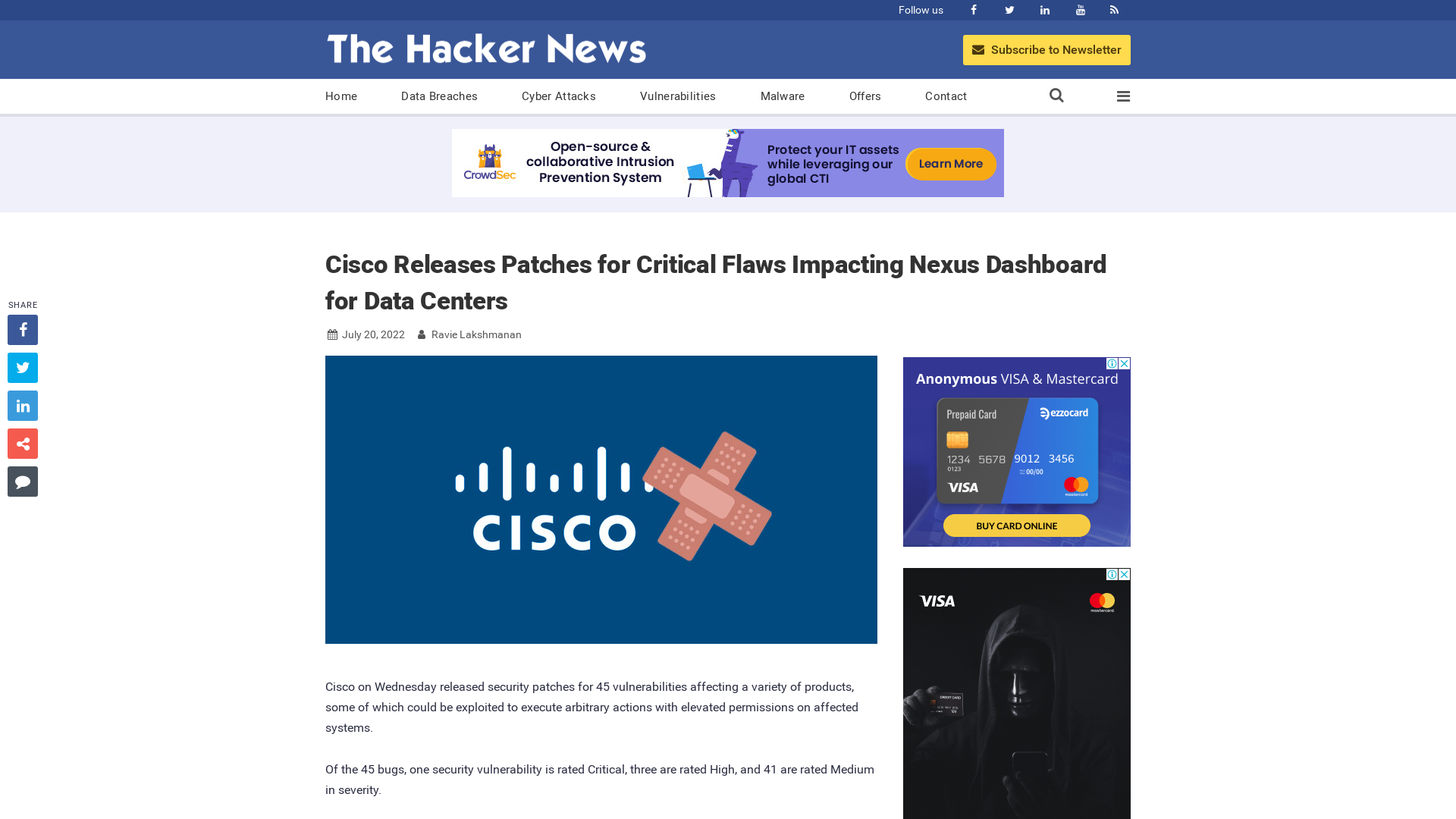 Cisco Releases Patches for Critical Flaws Impacting Nexus Dashboard for Data Centers