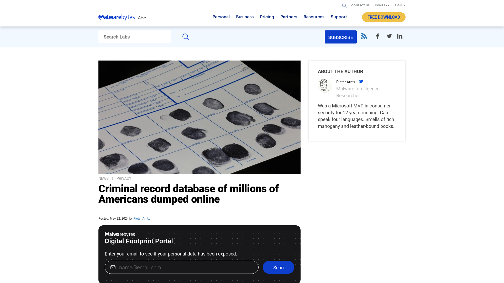 Criminal record database of millions of Americans dumped online | Malwarebytes