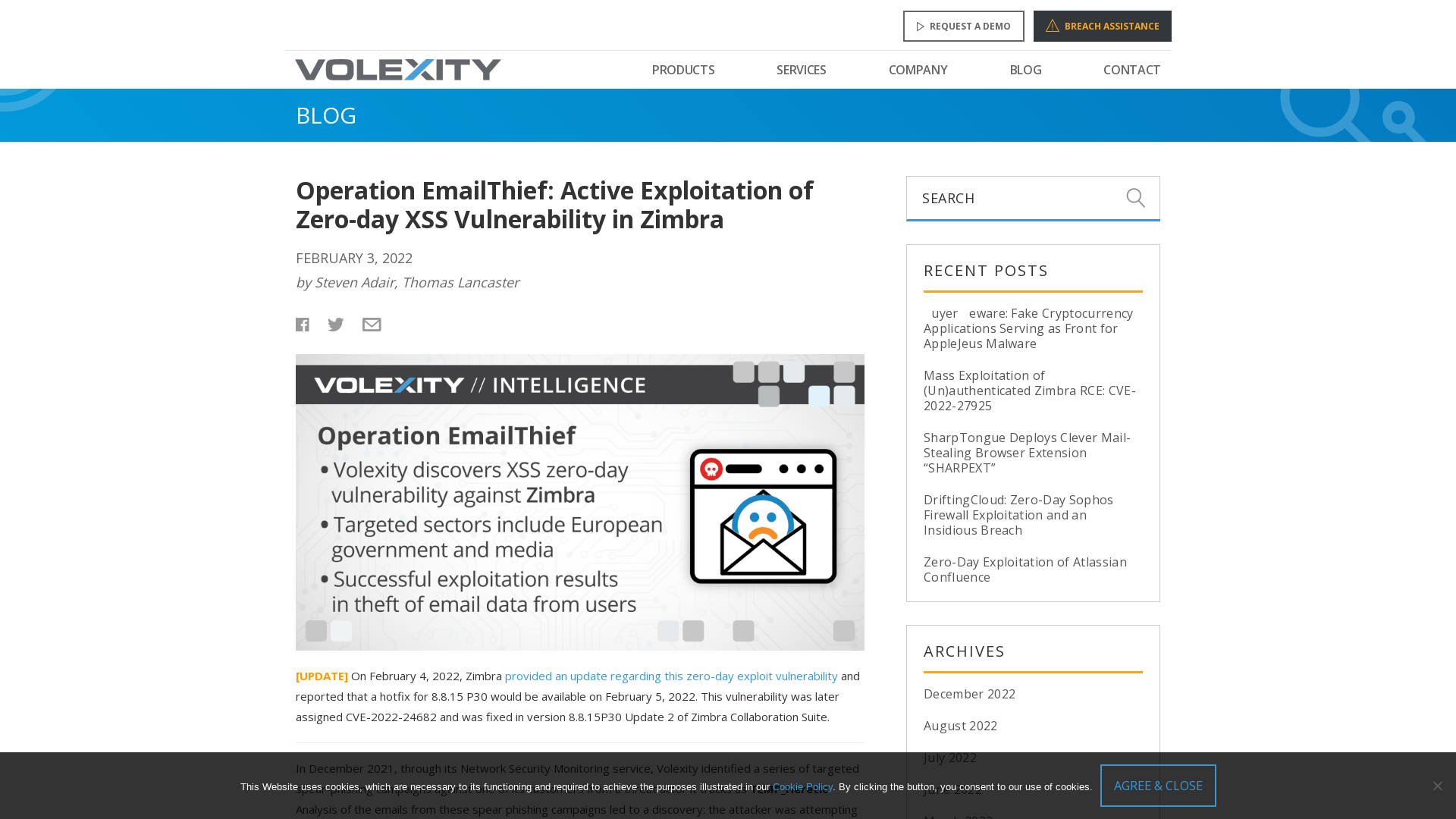 Operation EmailThief: Active Exploitation of Zero-day XSS Vulnerability in Zimbra | Volexity