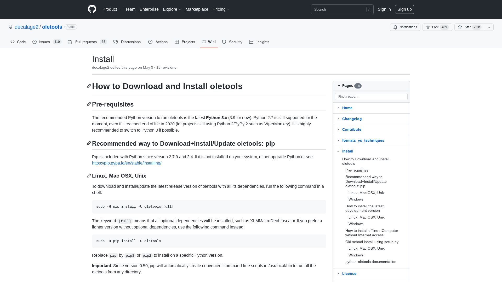 Install · decalage2/oletools Wiki · GitHub