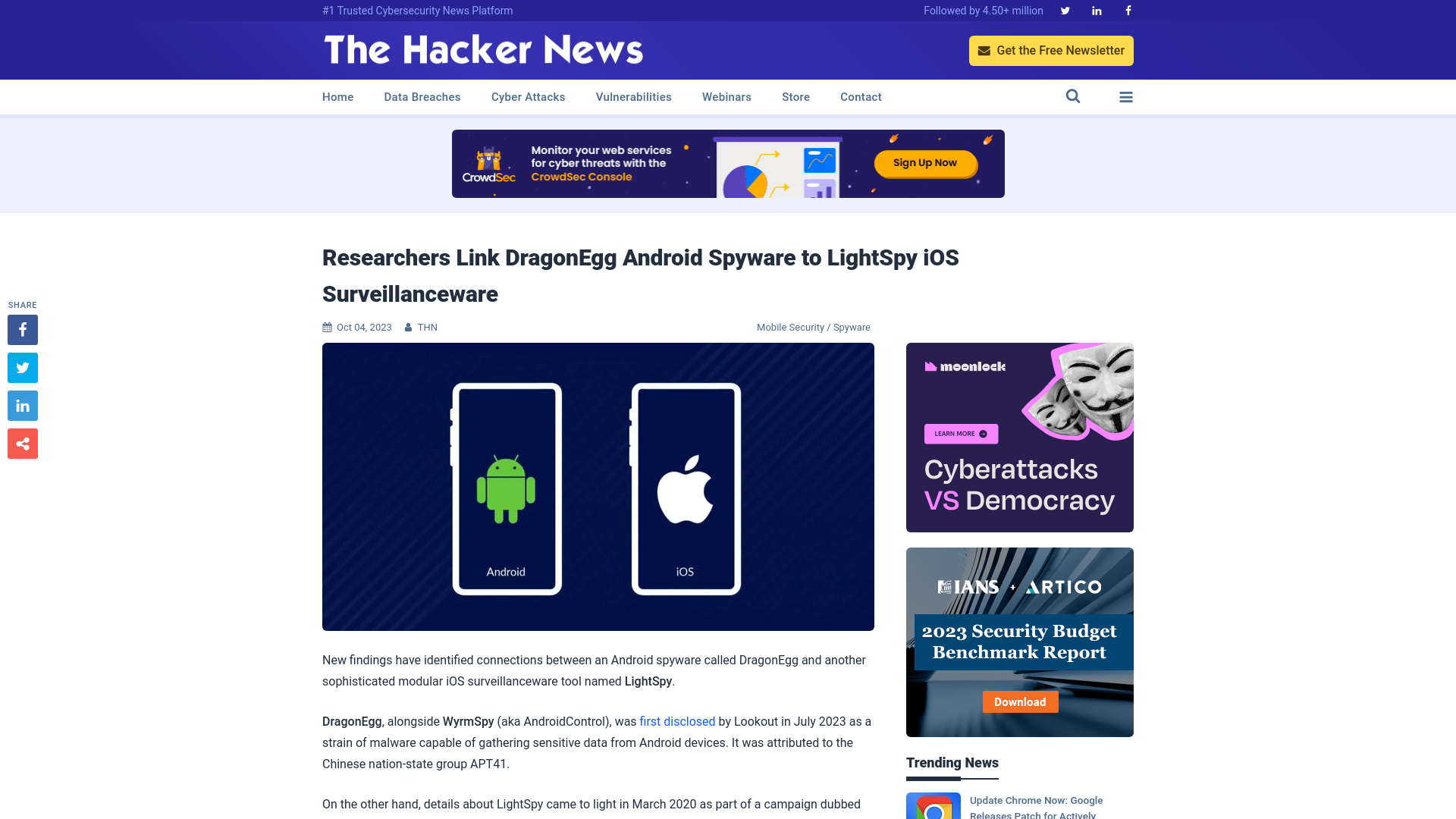 Researchers Link DragonEgg Android Spyware to LightSpy iOS Surveillanceware