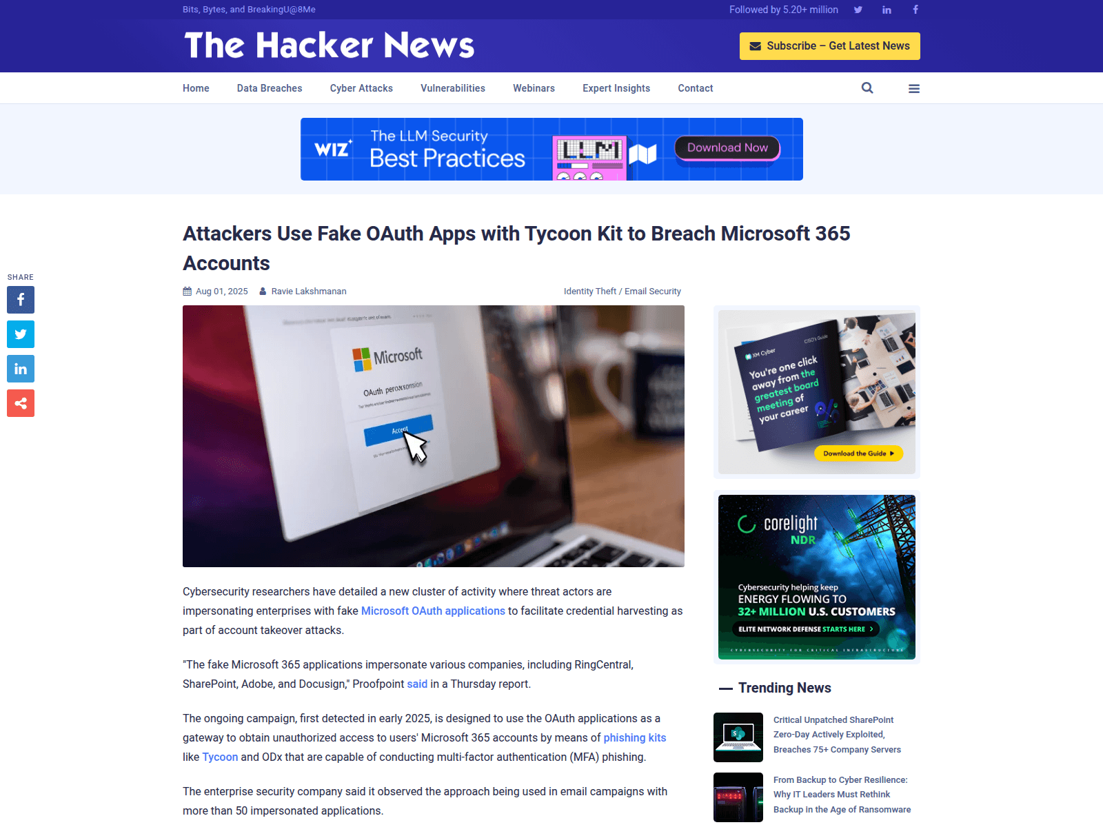 Attackers Use Fake OAuth Apps with Tycoon Kit to Breach Microsoft 365 Accounts