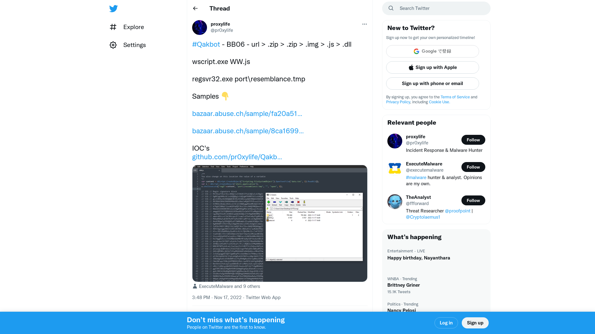 proxylife on Twitter: "#Qakbot - BB06 - url &gt; .zip &gt; .zip &gt; .img &gt; .js &gt; .dll wscript.exe WW.js regsvr32.exe port\resemblance.tmp Samples 👇 https://t.co/Ml6MkzGyfb https://t.co/N1TPb3rrWo IOC's https://t.co/h2t4Oi4TbS https://t.co/ywiCKCo6F4" / Twitter