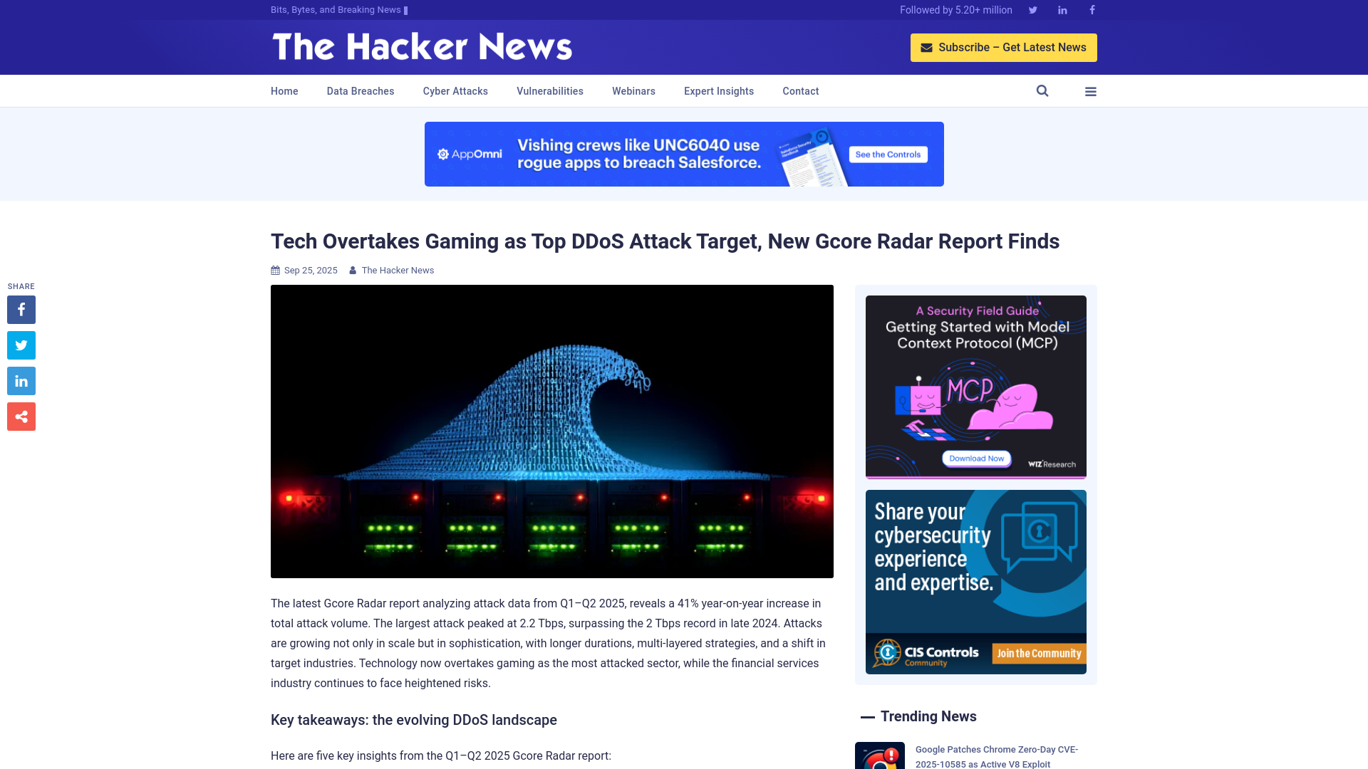 Tech Overtakes Gaming as Top DDoS Attack Target, New Gcore Radar Report Finds