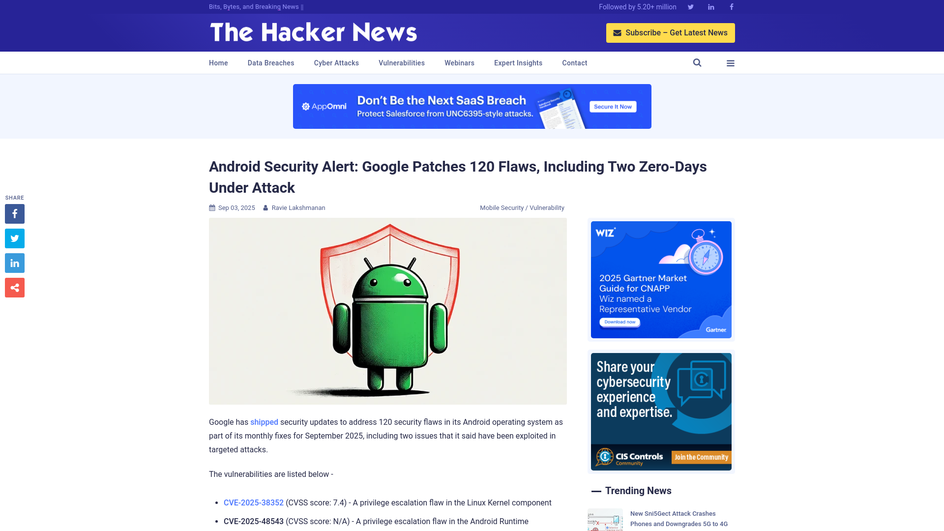 Android Security Alert: Google Patches 120 Flaws, Including Two Zero-Days Under Attack