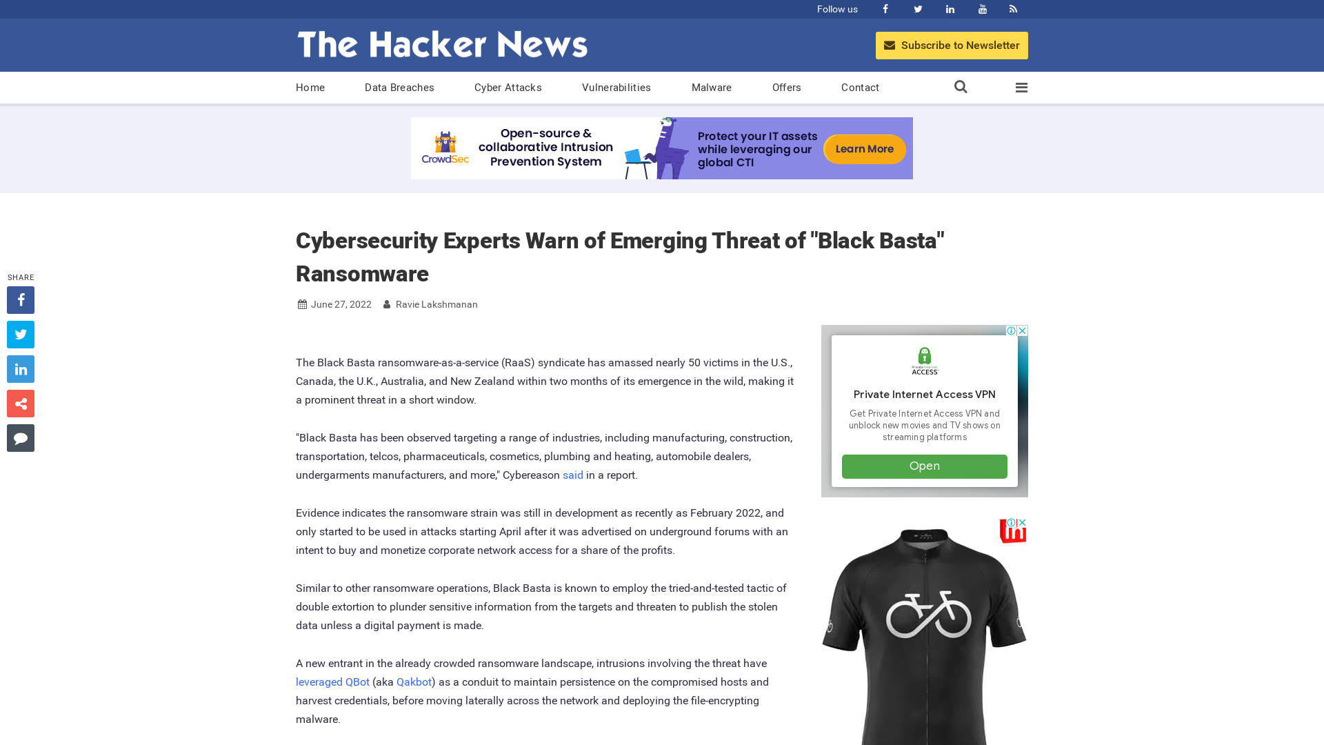 Cybersecurity Experts Warn of Emerging Threat of "Black Basta" Ransomware