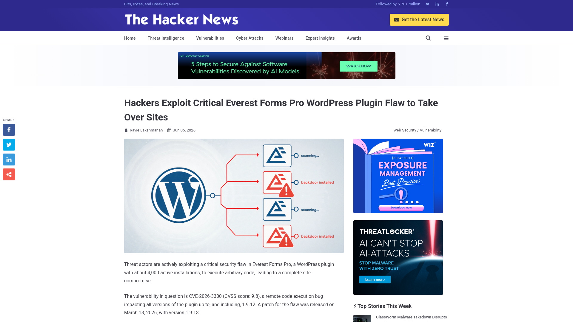 Hackers Exploit Critical Everest Forms Pro WordPress Plugin Flaw to Take Over Sites