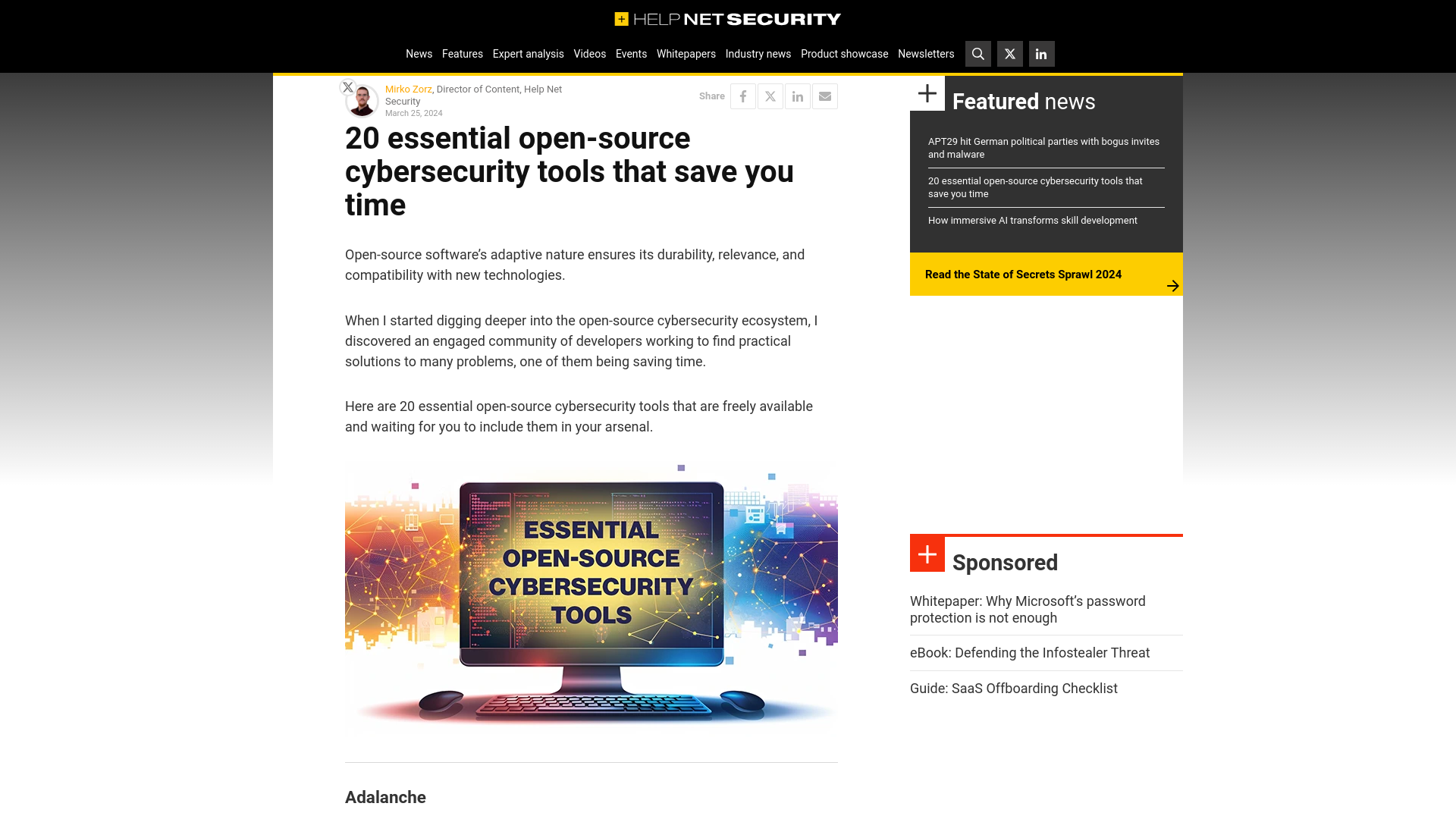 20 essential open-source cybersecurity tools that save you time - Help Net Security