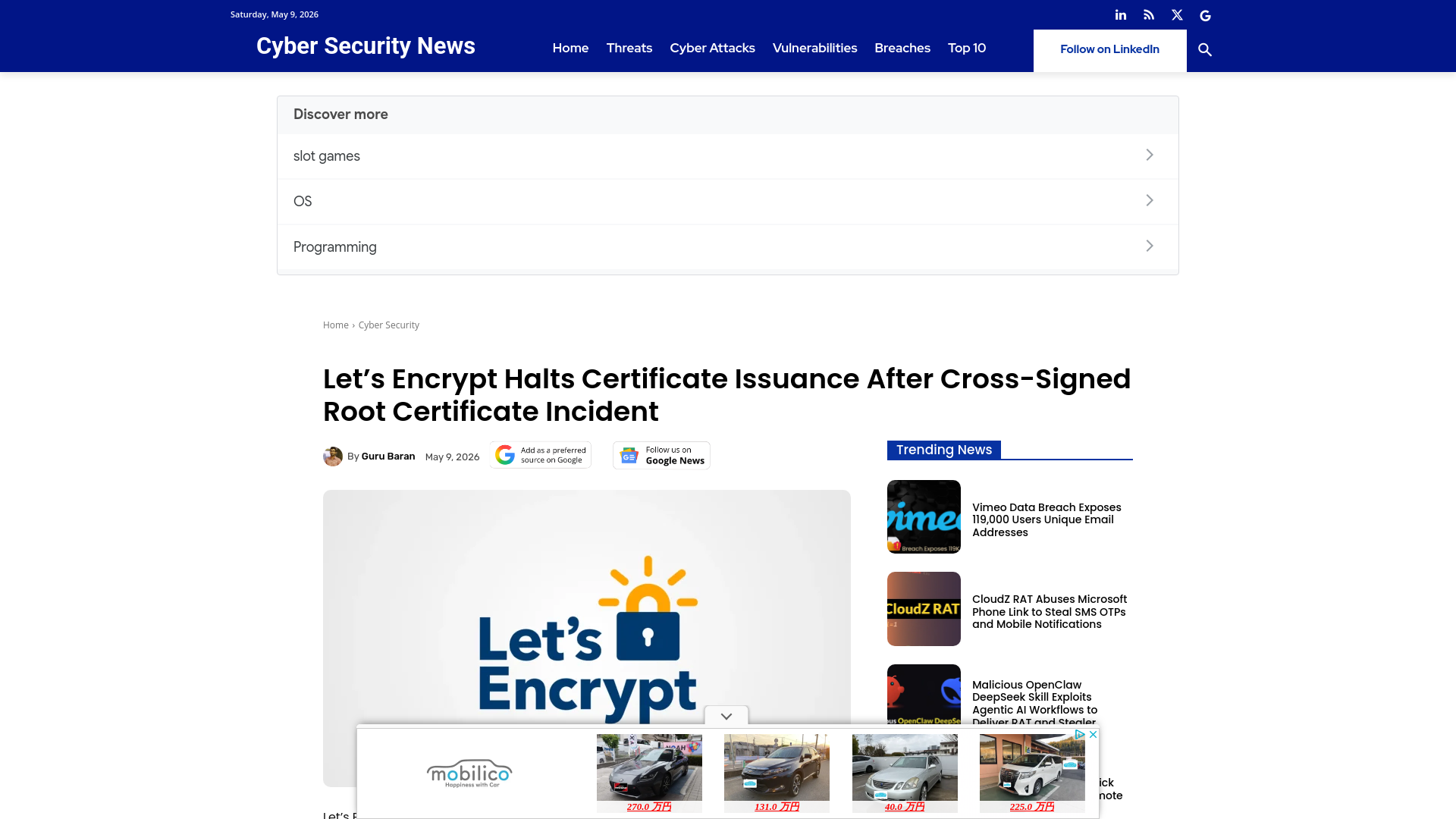 Let's Encrypt Halts Certificate Issuance After Cross-Signed Root Certificate Incident