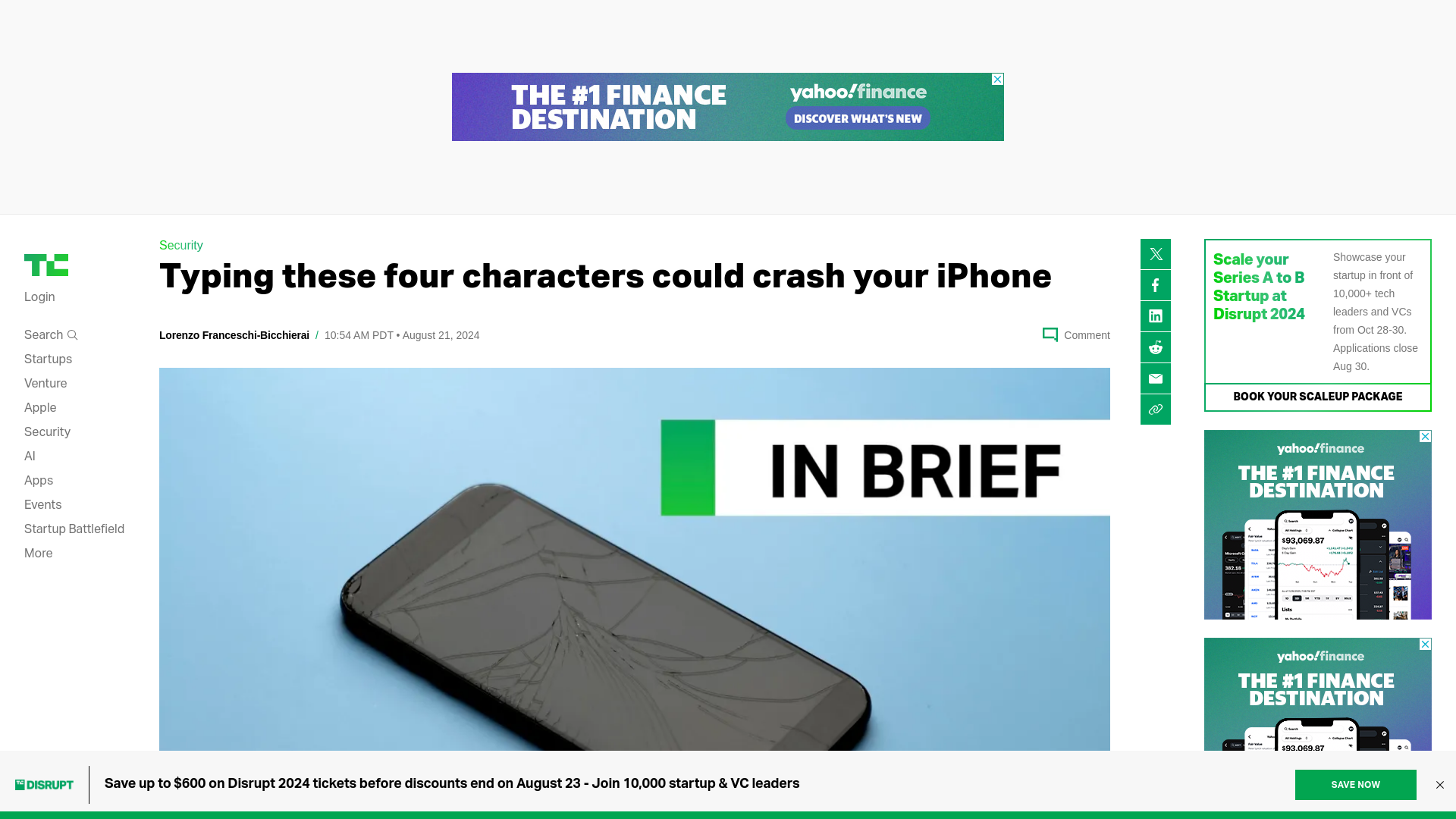 Typing these four characters could crash your iPhone | TechCrunch